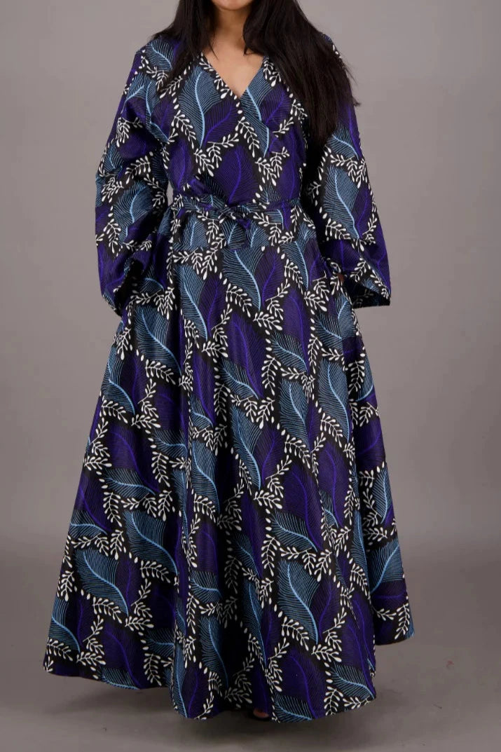 A Pretty Blues- Wrap dress Includes Headwrap